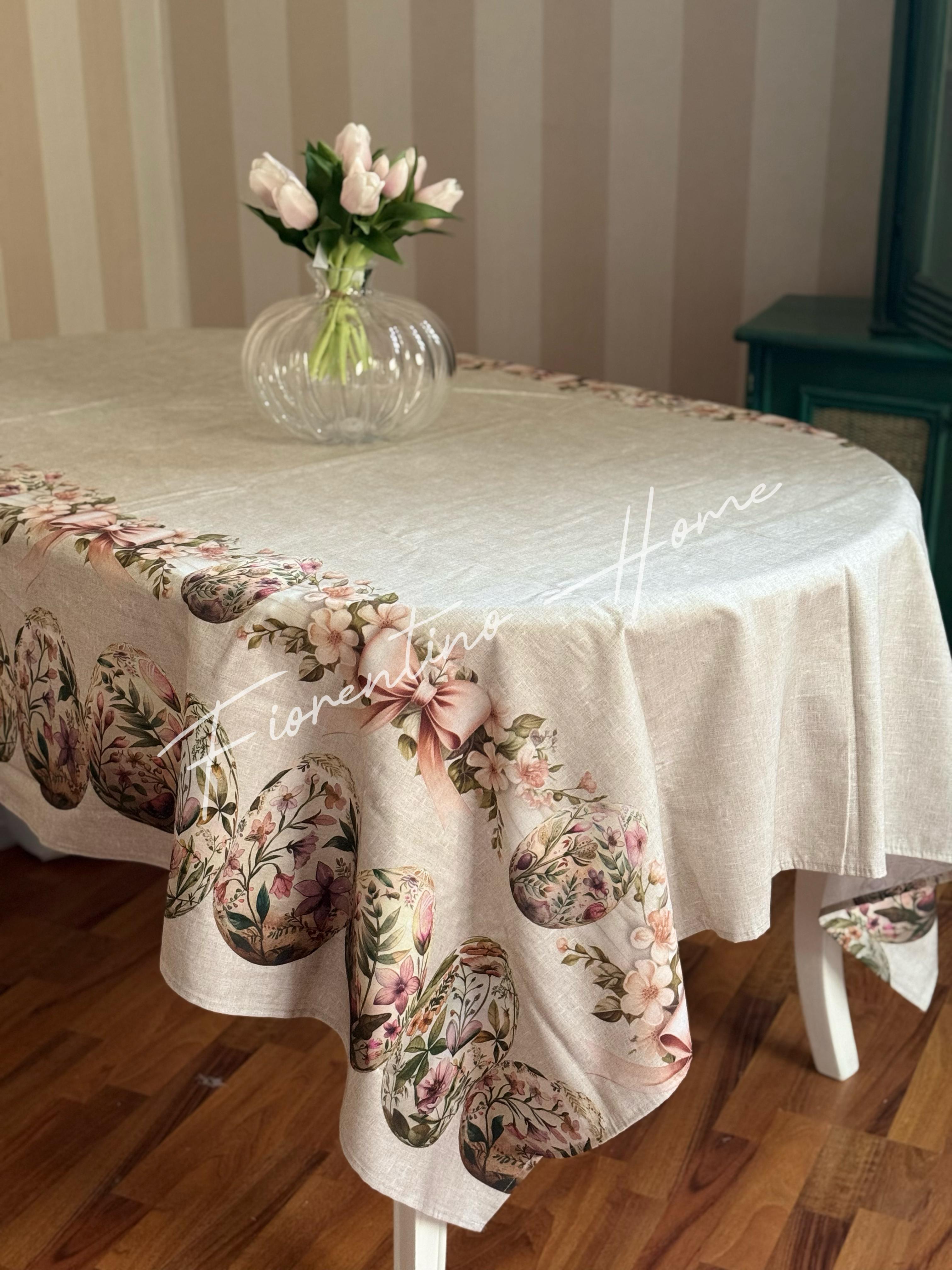 Tovaglia cerata in cotone con stampa digitale Easter Eggs - 155x270 cm - L'Atelier17